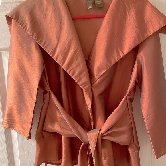 Sera Nade New York Elegant Blouse Large Ruffle Collar Size Small/P Silky Shimmer - Picture 1 of 4